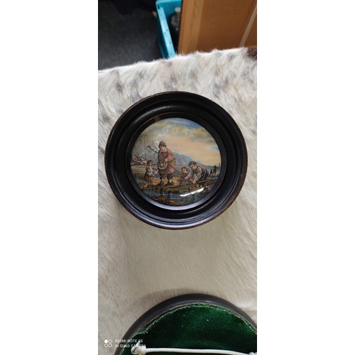 376A - An antique Prattware Lid in frame