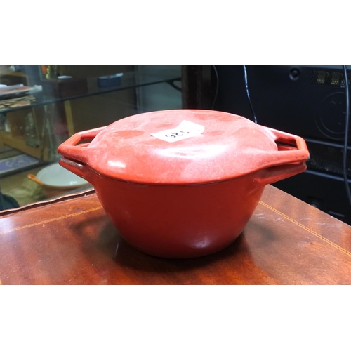 126 - A vintage Nacco Denmark lidded cast iron cooking pot.