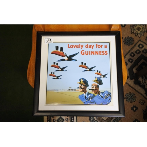 144 - A framed Guinness print, reading 'Lovely day for a Guinness'.