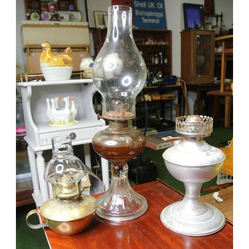 156 - Three vintage oil lamps.