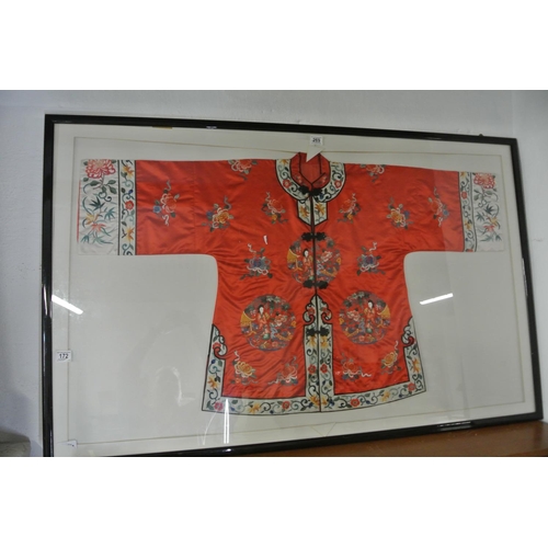 172 - A framed Kimono with stunning needle work.