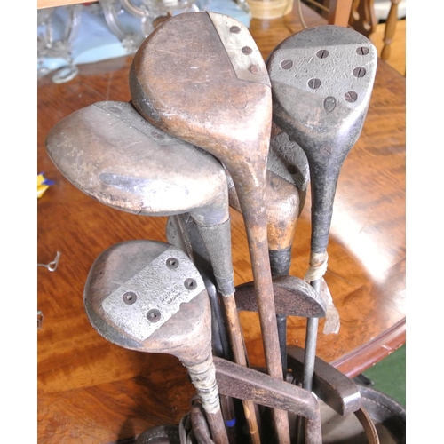 259 - A collection of gold clubs to include makers such as 'Super', 'Rustless', and more.