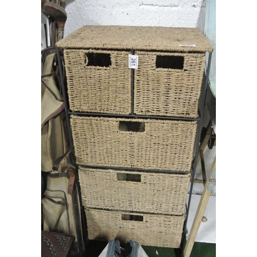 261 - A wicker storage unit.
