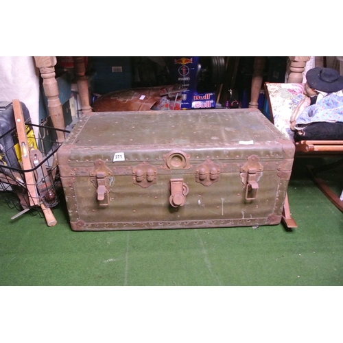 271 - A vintage leather bound steamer trunk.
