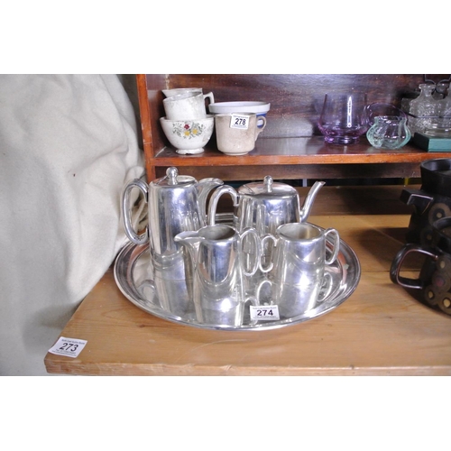 274 - A Walker and Hall Sheffield silver plated tea service, to include a butlers tray, tea pot, coffee po... 