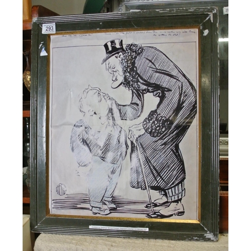 293 - A framed print of a cartoon by 'Shemus' (Ernest Forbes), Freeman's Journal, 12 February 1921.