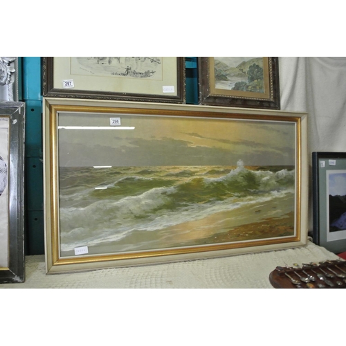 296 - A large framed painting of a coastal scene, signed by artist 'GROIII'.