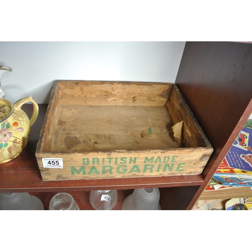 455 - An advertising crate, reading 'British Made Margarine'.
