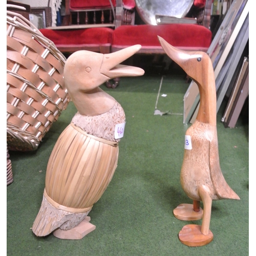 460 - Two wooden ducks.