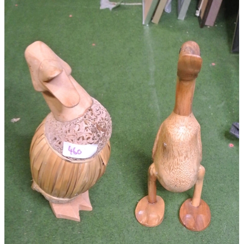 460 - Two wooden ducks.