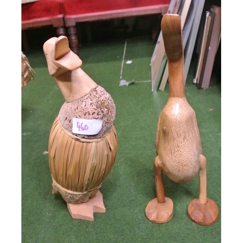 460 - Two wooden ducks.