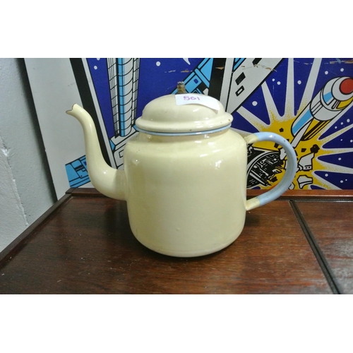 501 - A Glider enamelled tea pot.