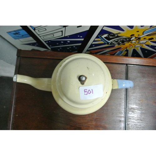 501 - A Glider enamelled tea pot.
