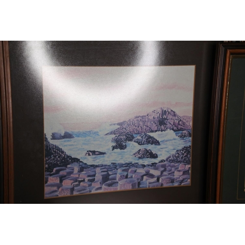 161 - A pair of framed pictures depicting the Giants Causeway and the other a water colour and ink study o... 