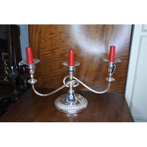 172 - A silver plated 3 branch candelabra.