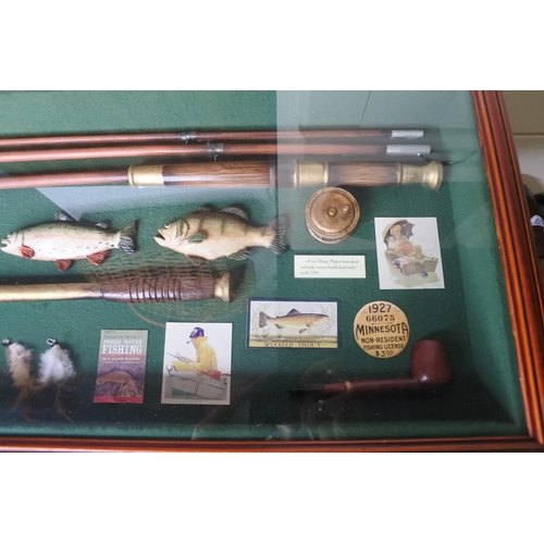 175 - A framed fishing/ anglers display.