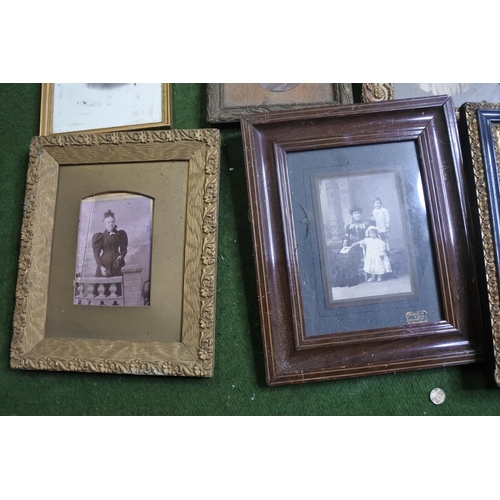 198 - A collection of early picture frames including a pair with shamrock detail to frame.