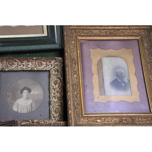 198 - A collection of early picture frames including a pair with shamrock detail to frame.