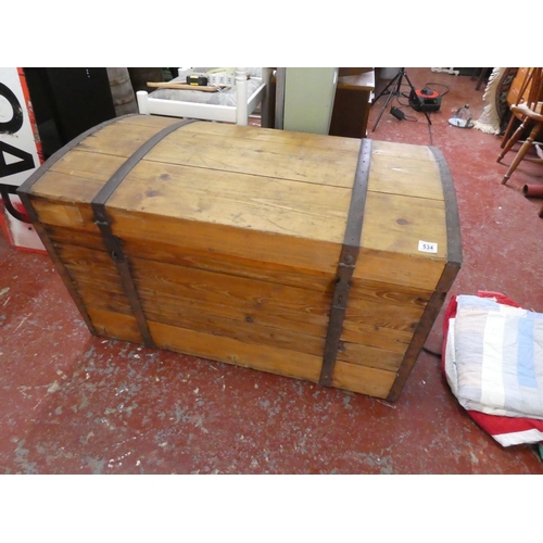 534 - A stunning large antique pine chest/ trunk.