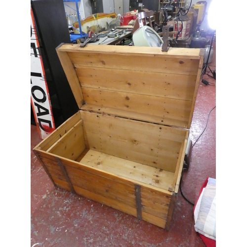 534 - A stunning large antique pine chest/ trunk.