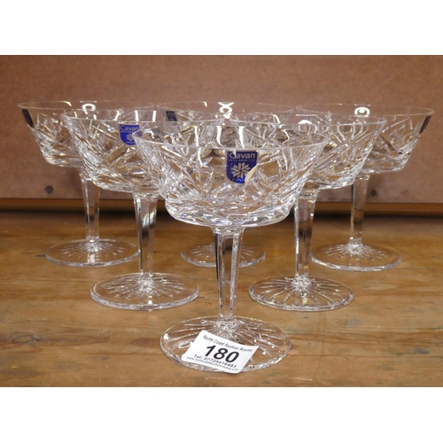 180 - A set of six Cavan Crystal champagne saucers.