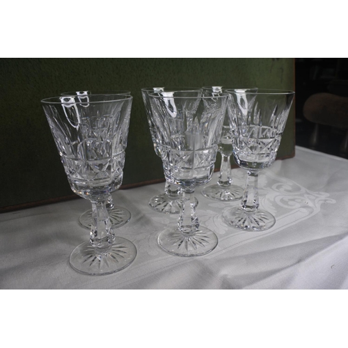 608 - A set of 6 Waterford Crystal Lismore wine glasses.