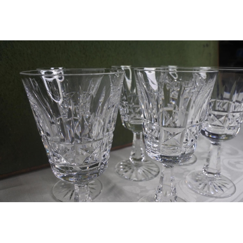 608 - A set of 6 Waterford Crystal Lismore wine glasses.