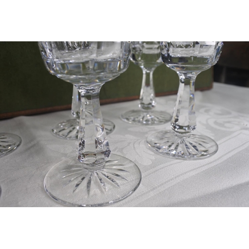 608 - A set of 6 Waterford Crystal Lismore wine glasses.