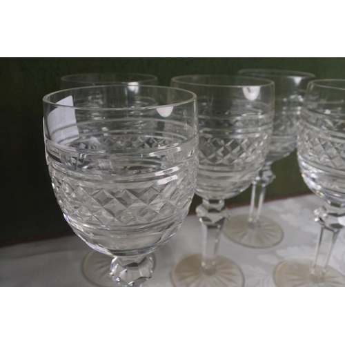 609 - A set of 5 Waterford Crystal wine glasses.