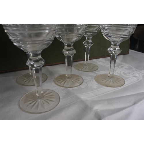 609 - A set of 5 Waterford Crystal wine glasses.