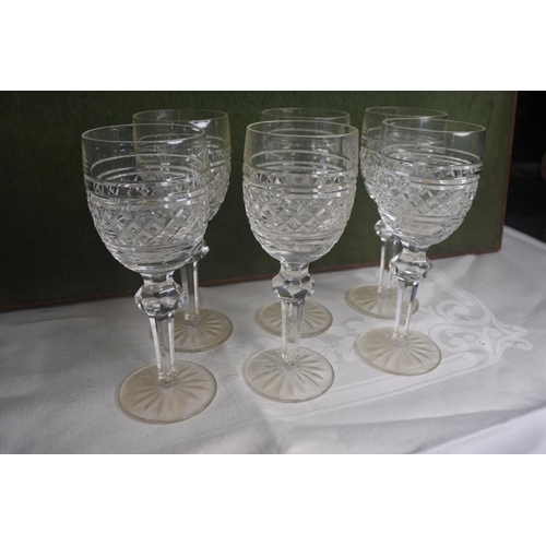 610 - A set of 6 Waterford Crystal wine glasses.