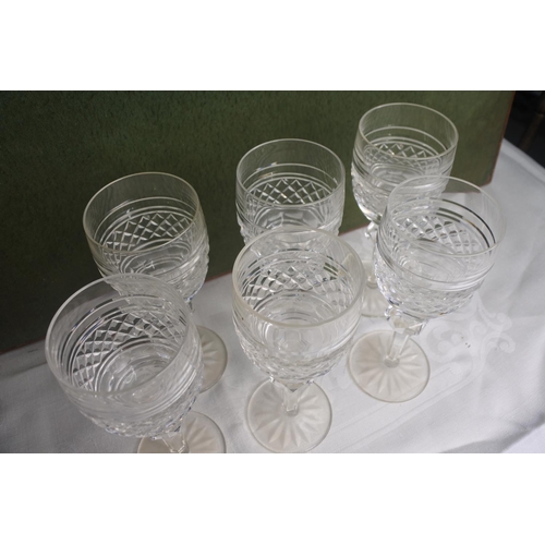 610 - A set of 6 Waterford Crystal wine glasses.