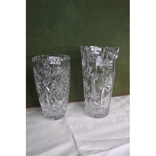 629 - 2 large crystal vases.