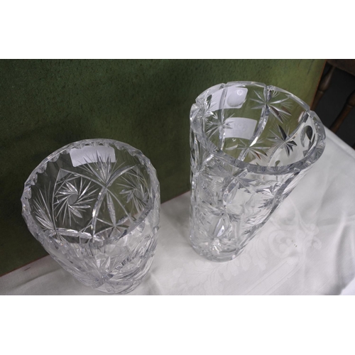 629 - 2 large crystal vases.