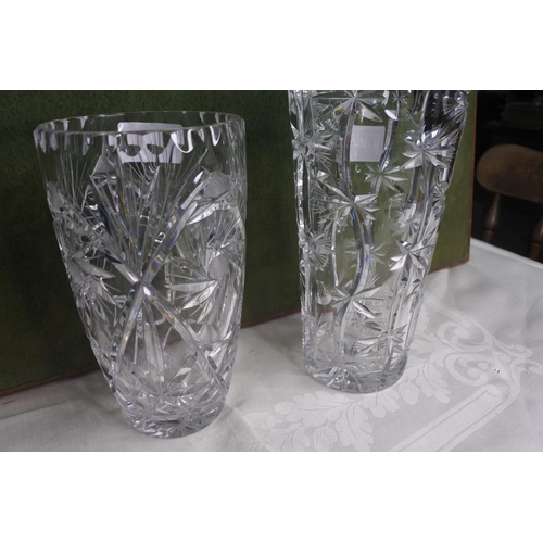 629 - 2 large crystal vases.