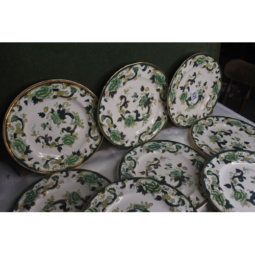 635 - A set of 11 Masons Ironstone Green 'Chartreuse' side plates.