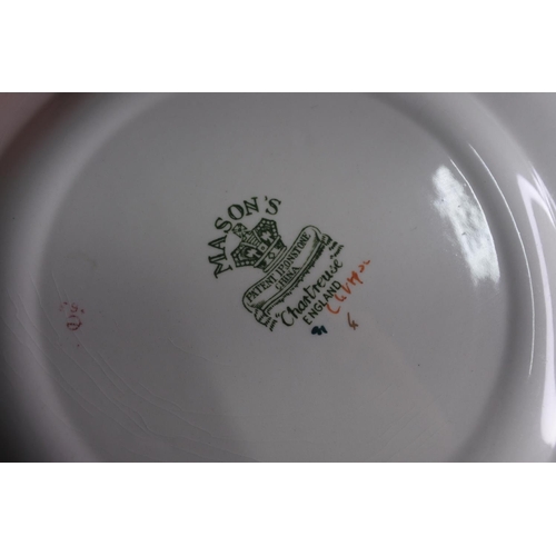 635 - A set of 11 Masons Ironstone Green 'Chartreuse' side plates.