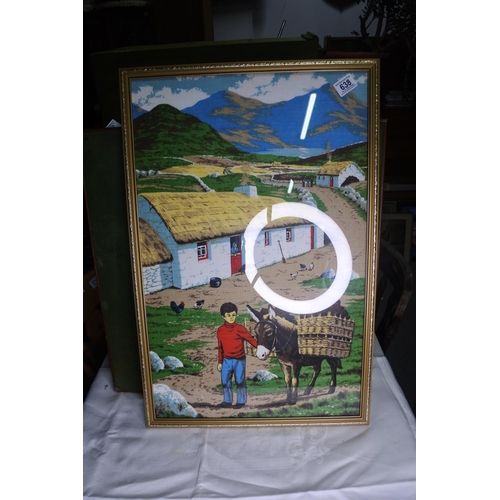 638 - An assortment of framed needlepoints/ textiles.