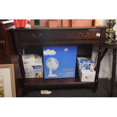 646 - A wooden console table with drawer.