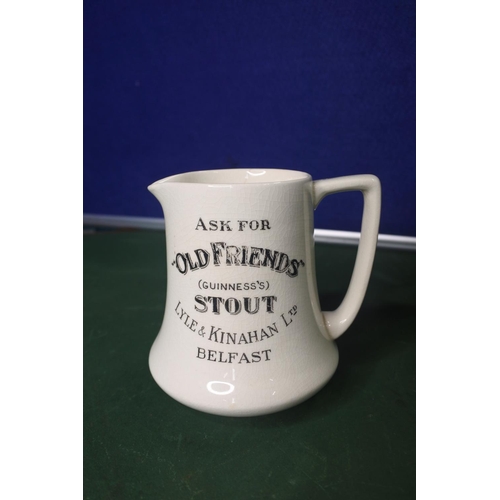 661 - A stunning antique pub advertising jug reading 'Ask for Old Friends (Guinness's) Stout - Lyle & Kina... 