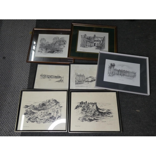 677 - A collection of framed local scenes.