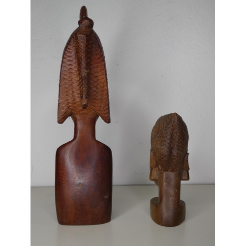 119 - 2 hand carved African/ Tribal busts.