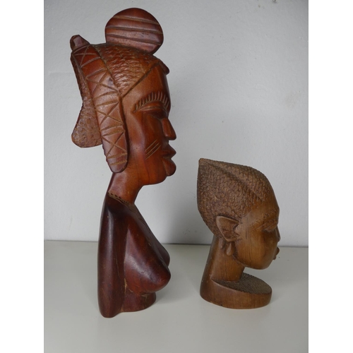 119 - 2 hand carved African/ Tribal busts.