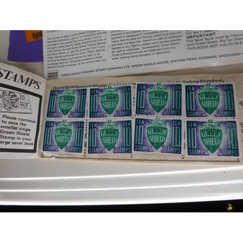 127 - An assortment of vintage green shield/ super saver stamps etc.