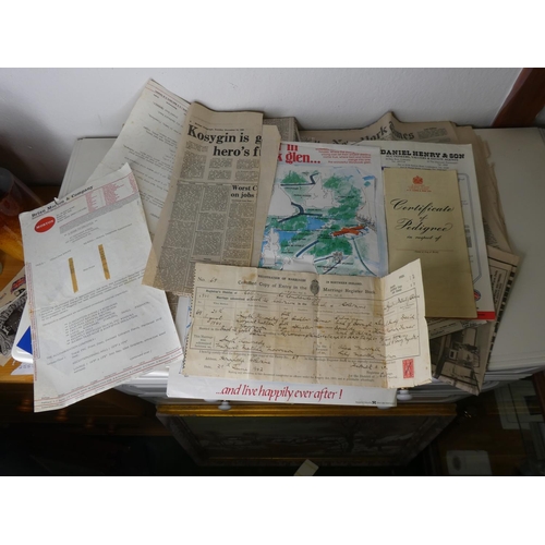 132 - A vintage case & assortment of various paperwork.