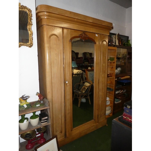 180 - A stunning antique/ Victorian wardrobe with interior drawers & large central mirrored door.