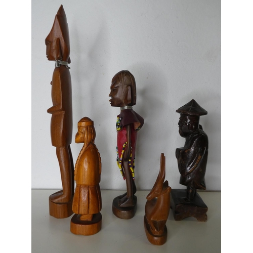 193 - An assortment of carved wooden figures.