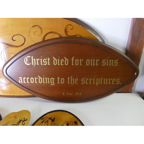 216 - A collection of vintage wooden Religious Quote plaques.