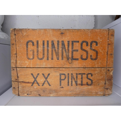 232 - A vintage wooden advertising crate, reading Guinness XX Pints.