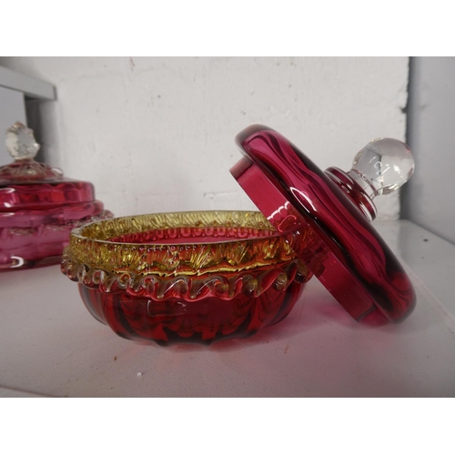 259 - 3 pieces of antique/ Victorian Ruby glass.